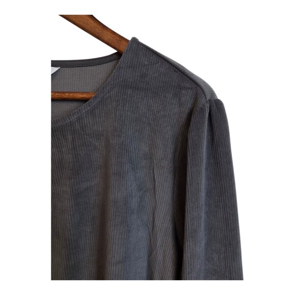 🔴 Liz Claiborne Women's Ribbed Henley Top Key Hole Front Grey X-Large - Picture 5 of 15